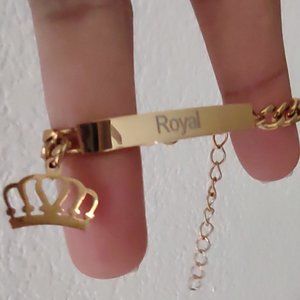18K Gold Plated "Royal" Waterproof Baby Bracelet with Crown. Tarnish Free.